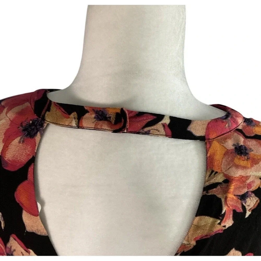 FREE PEOPLE‎ NWT Size 0 Tegan Orange Floral Pleated Mini Dress Tunic Spring Fall